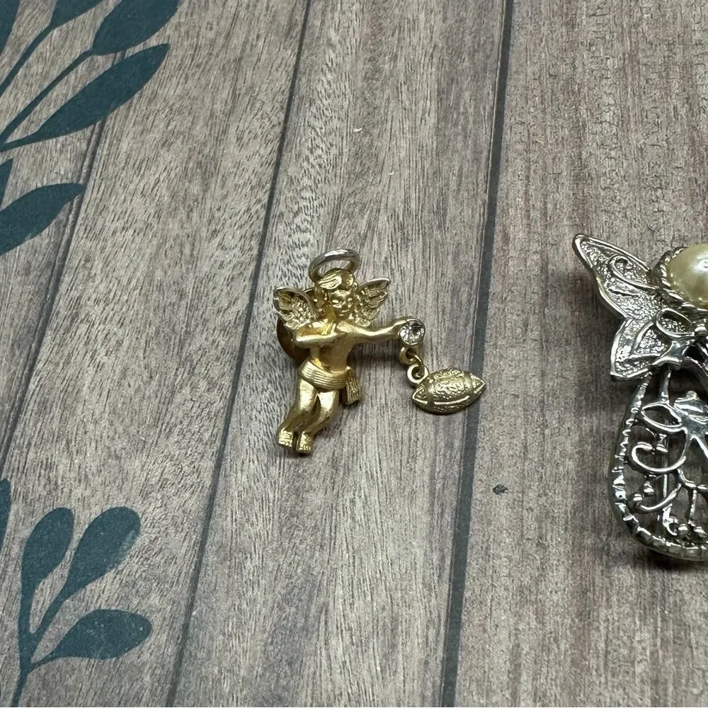 Angel Pin Bundle Football Gold Silver Faux Pearl Straight Back Pins B9‎